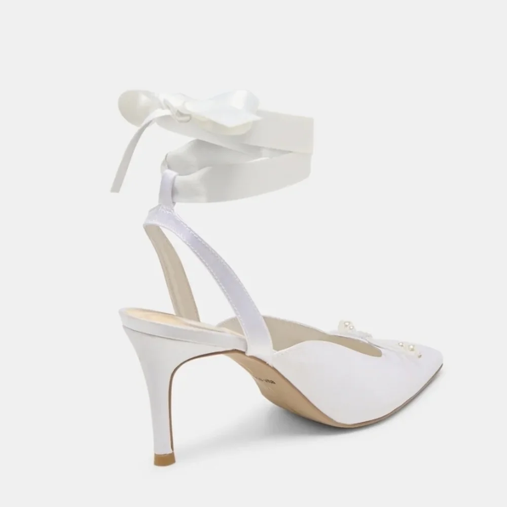 🤍▪️Dolce Vita▪️True White Satin  EFORA  Heels Size 9.5